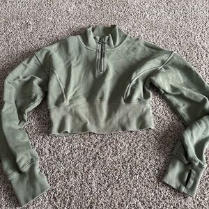 Aerie Olive Green Half-Zip Sweatshirt